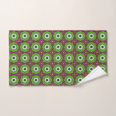 Groen paars en wit geometrisch patroon Handdoek (Handdoek)