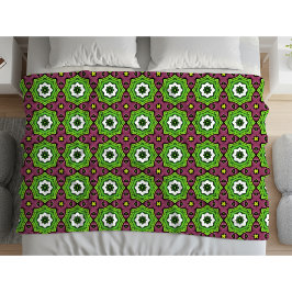 Groen paars en wit geometrisch patroon Handdoek Fleece Deken