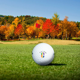 Groen paars geel rood initiaal C Golfballen