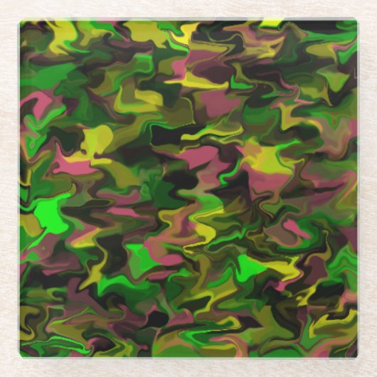 Groen Paars Geel Zwemglas Onderzetter (Voorkant)