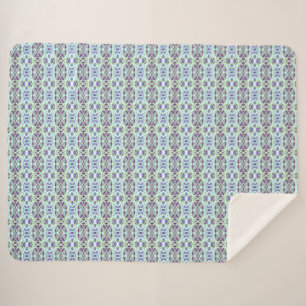 Groen Paars grijs blauw art Deco Accent Bed voorzi Sherpa Deken