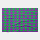 GROEN PAARS MARDI GRAS DIAMOND PATTERN THEEDOEK (Horizontaal)