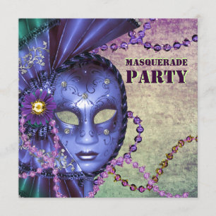 Groen Paars Maskerade Feest Kaart