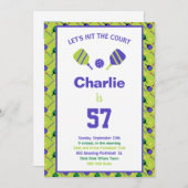 Groen + paars Pickleball Birthday party + RSVP Kaart (Voorkant / Achterkant)