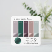 Groen Paars Roos Gold Wedding Color Palette Kaart (Staand voorkant)
