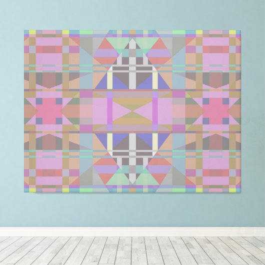 Groen Paars roze geometrisch Canvas Afdruk (Insitu (Houten vloer))