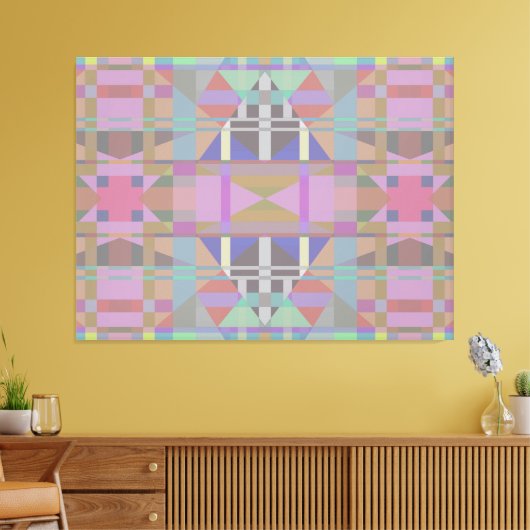 Groen Paars roze geometrisch Canvas Afdruk (Insitu (Woonkamer))