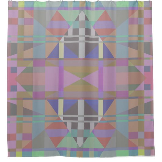 Groen Paars roze geometrisch Douchegordijn (Voorkant)