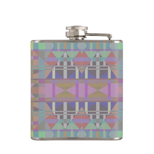 Groen Paars roze geometrisch Heupfles (Achterkant)