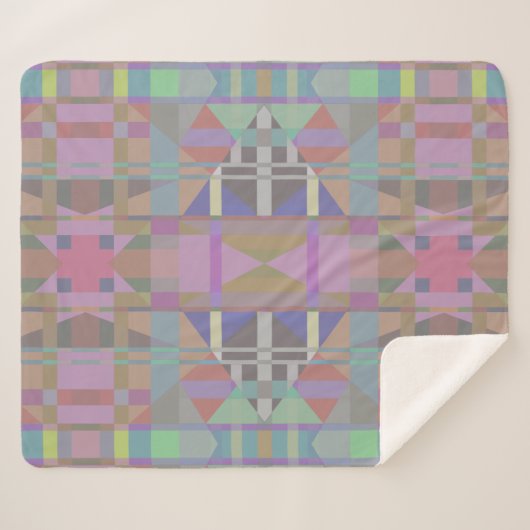 Groen Paars roze geometrisch Sherpa Deken (Voorkant (horizontaal))