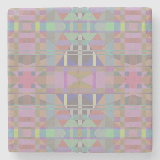 Groen Paars roze geometrisch Stenen Onderzetter (Voorkant)