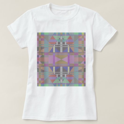 Groen Paars roze geometrisch T-shirt (Design voorkant)