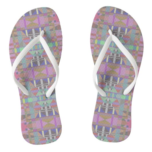 Groen Paars roze geometrisch Teenslippers (Voetbed)