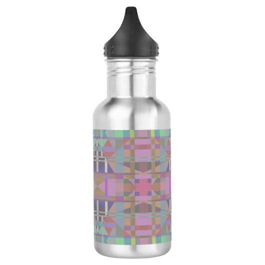 Groen Paars roze geometrisch Waterfles (Links)