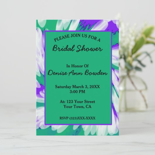 Groen Paars Vrijgezellenfeest met kleurstof Kaart (Staand voorkant)