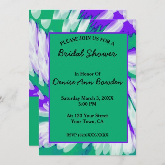 Groen Paars Vrijgezellenfeest met kleurstof Kaart (Voorkant / Achterkant)