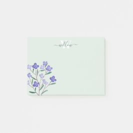 Groen Paars Waterverf Blossom Monogram Post-it® Notes