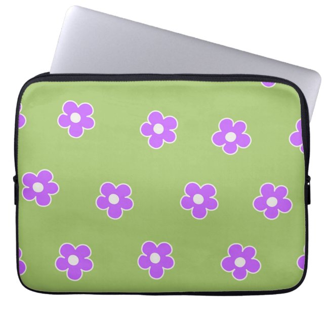 Groen Paars Y2K-ventilatorpatroon Laptop Sleeve (Voorkant)