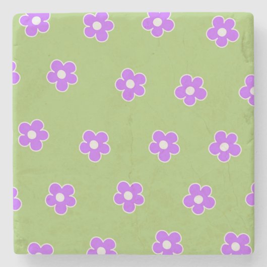 Groen Paars Y2K-ventilatorpatroon Stenen Onderzetter (Voorkant)
