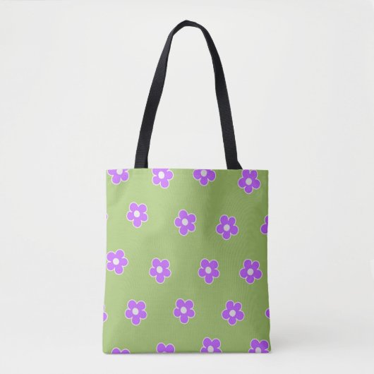 Groen Paars Y2K-ventilatorpatroon Tote Bag (Voorkant)