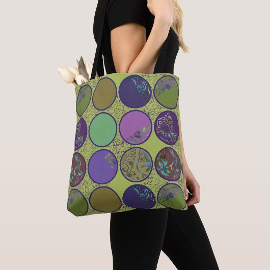 Groen Paarse Abstracte Cirkel Tote Bag