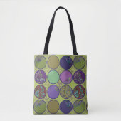 Groen Paarse Abstracte Cirkel Tote Bag (Voorkant)