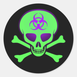 Groen-Paarse Biohazard Skull Sticker