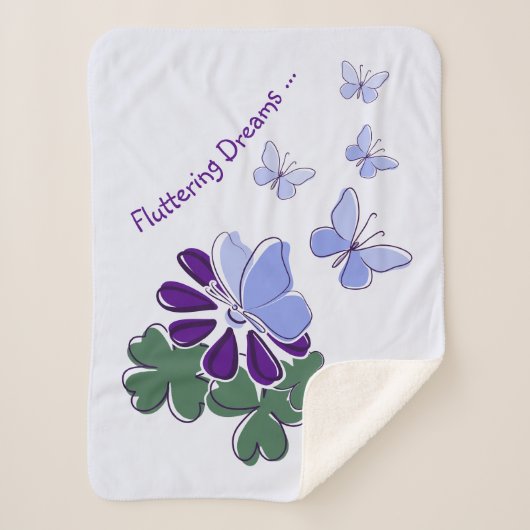 Groen Paarse Blauwe Doodle Bloemvlinders Baby Sherpa Deken (Voorkant)