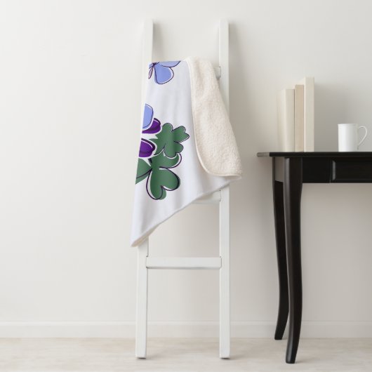 Groen Paarse Blauwe Doodle Bloemvlinders Baby Sherpa Deken (In situ)