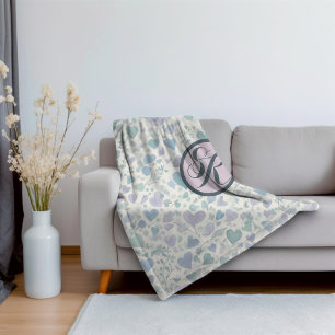 Groen Paarse Blauwe Liefde Harten Fleece Deken