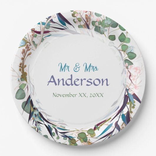 groen Paarse Blauwgroen goud Papieren Bordje (Voorkant)