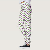 Groen Paarse Chevron Streep  Leggings (Links)