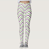 Groen Paarse Chevron Streep  Leggings (Voorkant)