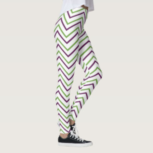 Groen Paarse Chevron Streep Leggings
