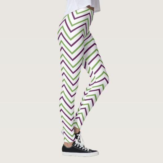 Groen Paarse Chevron Streep  Leggings (Rechts)