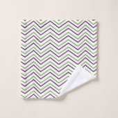 Groen Paarse Chevron Stripe Patroon Bad Handdoek (Wasdoekje)