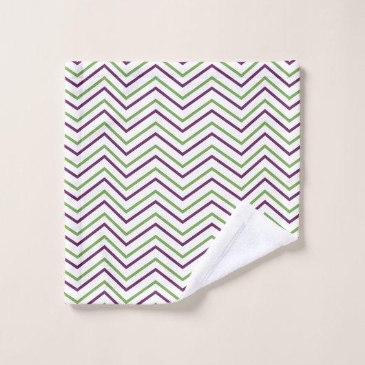 Groen Paarse Chevron Stripe Patroon Bad Handdoek (Wasdoekje)