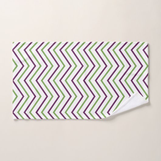 Groen Paarse Chevron Stripe Patroon Bad Handdoek (Handdoek)