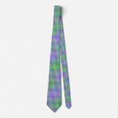Groen Paarse Diamant Schachbrett Motief Stropdas (Voorkant)