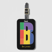Groen paarse geel rood Monogram Initiaal B Bagagelabel (Voorkant (verticaal))