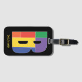 Groen paarse geel rood Monogram Initiaal B Bagagelabel (Voorkant (horizontaal))