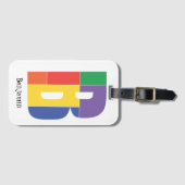 Groen paarse geel rood Monogram Initiaal B Bagagelabel (Voorkant (horizontaal))