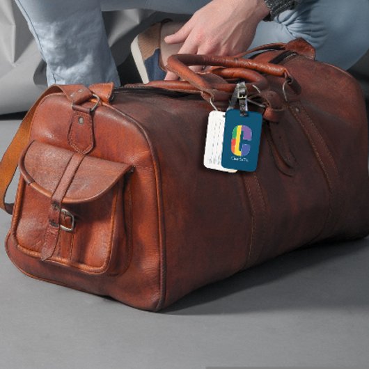 Groen paarse geel rood Monogram Initiaal C blauw Bagagelabel