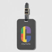 Groen paarse geel rood Monogram Initiaal C grijs Bagagelabel (Voorkant (verticaal))