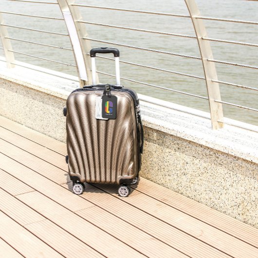 Groen paarse geel rood Monogram Initiaal C grijs Bagagelabel