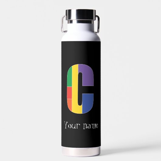 Groen paarse geel rood Monogram Initiaal C Waterfles (Voorkant)
