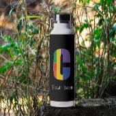 Groen paarse geel rood Monogram Initiaal C Waterfles