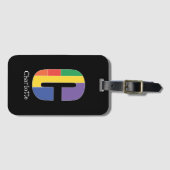 Groen paarse geel rood Monogram Initiaal C zwart Bagagelabel (Voorkant (horizontaal))