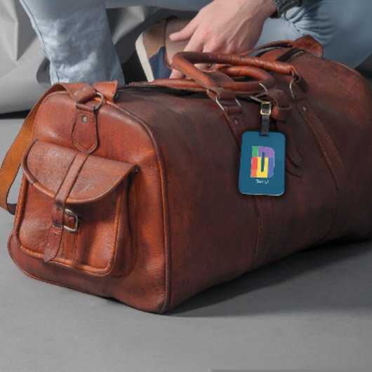 Groen paarse geel rood Monogram Initiaal D blauw Bagagelabel