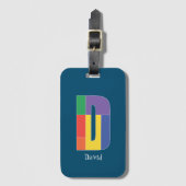 Groen paarse geel rood Monogram Initiaal D blauw Bagagelabel (Voorkant (verticaal))